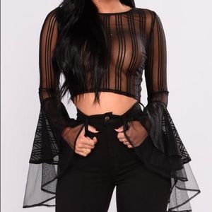 Fashion Nova Mills Striped Mesh Top NWT